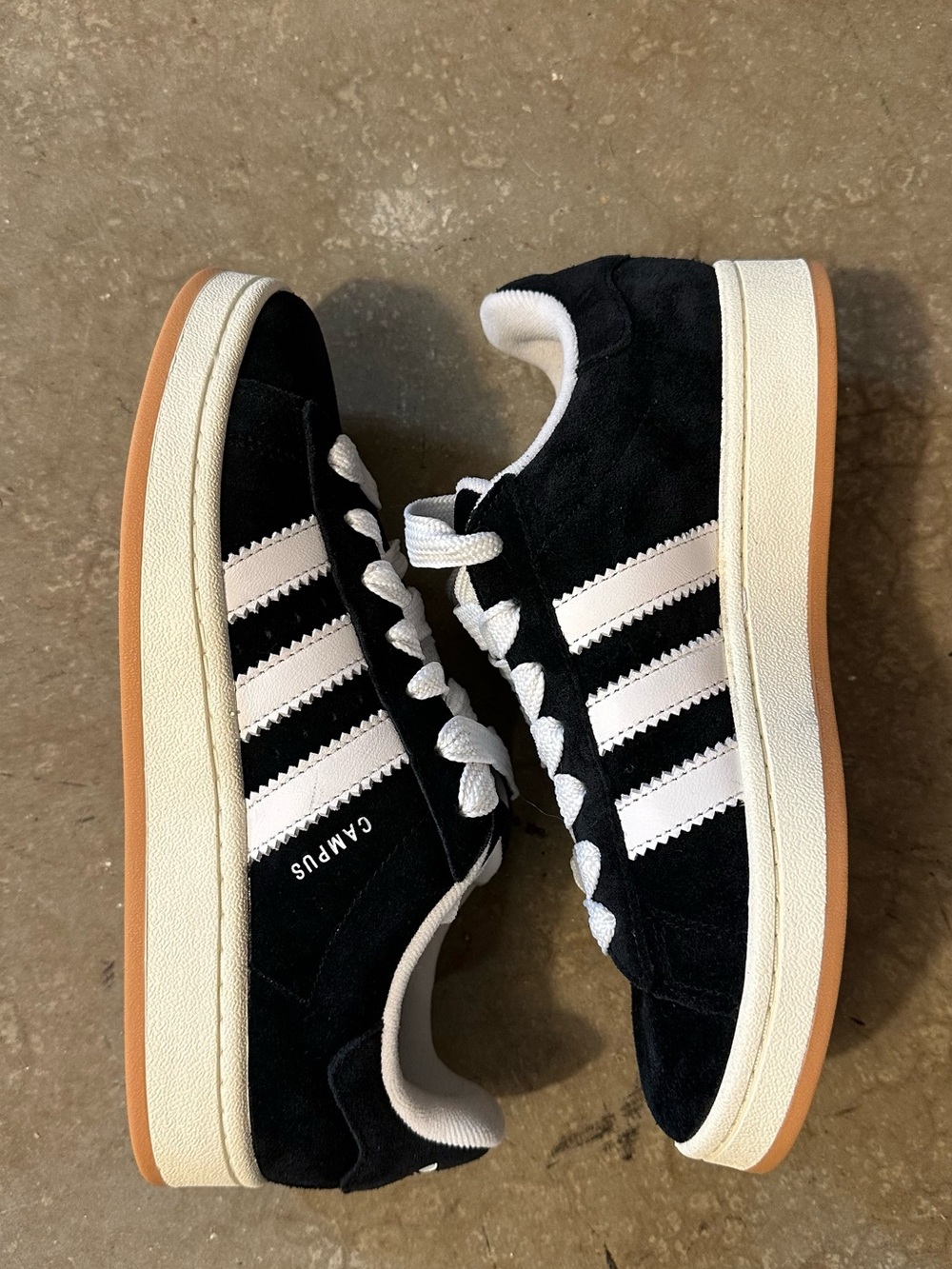 Adidas Black & White Campus 00s Suede Sneakers with Gum Sole